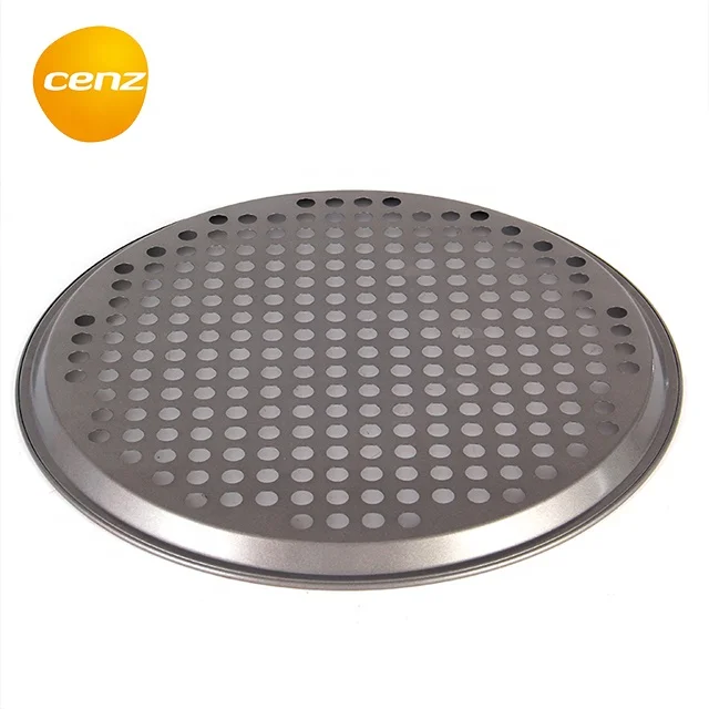 Nonstick Pizza Vented Pan Carbon Steel Crispy Plate Pizza Screen Tray Peel Pan with Holes Pizza Stone Board Wholesale Baking Pan