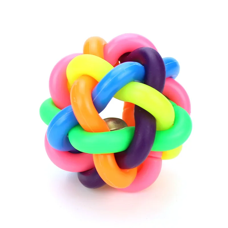 Wholesale Dog Cat Toy Ball Colorful TPR Woven Ball with Bell Pet Chew Toys