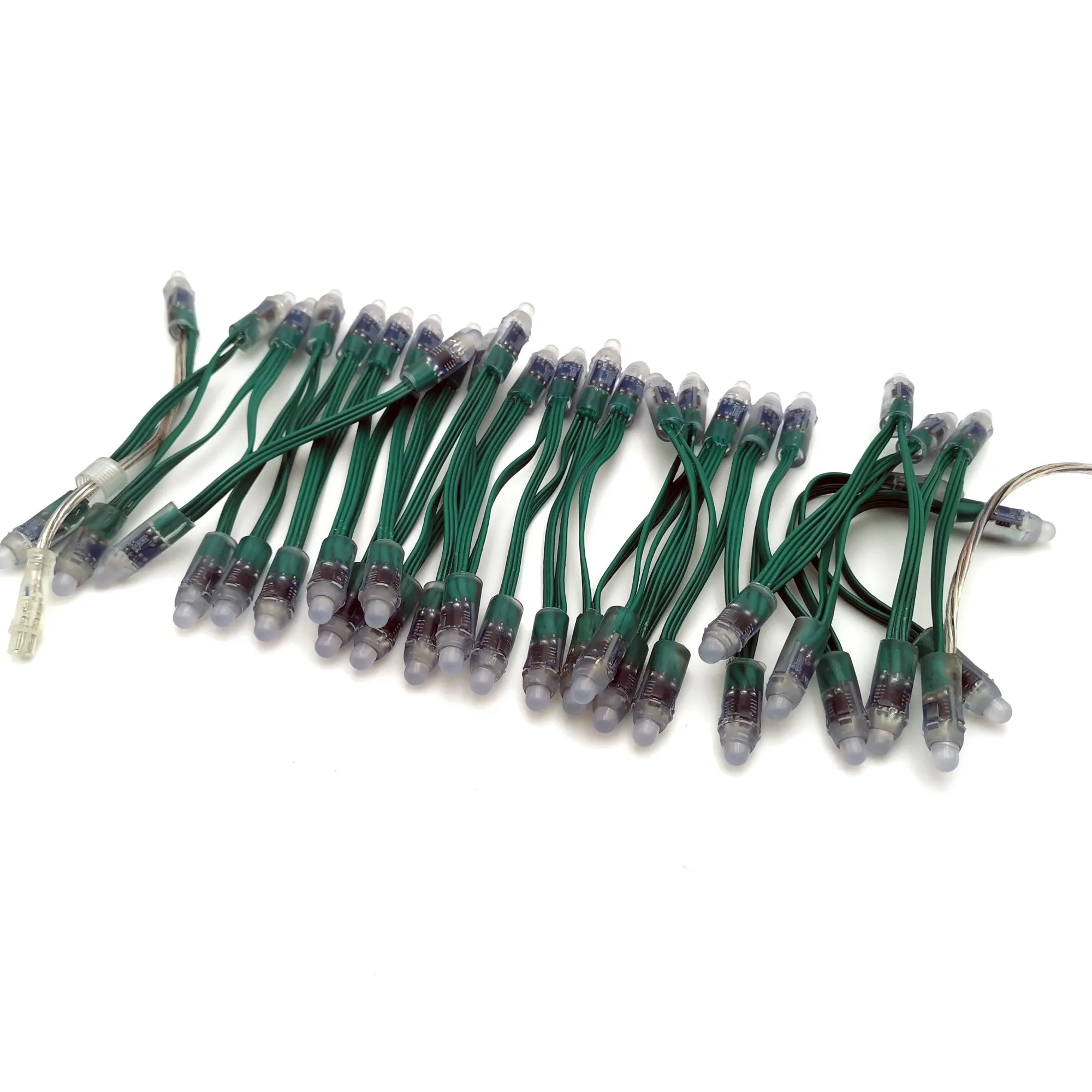 WS2811 RGB Bullet LED  Pixel Light Green Wires 12mm LED Point Lights
