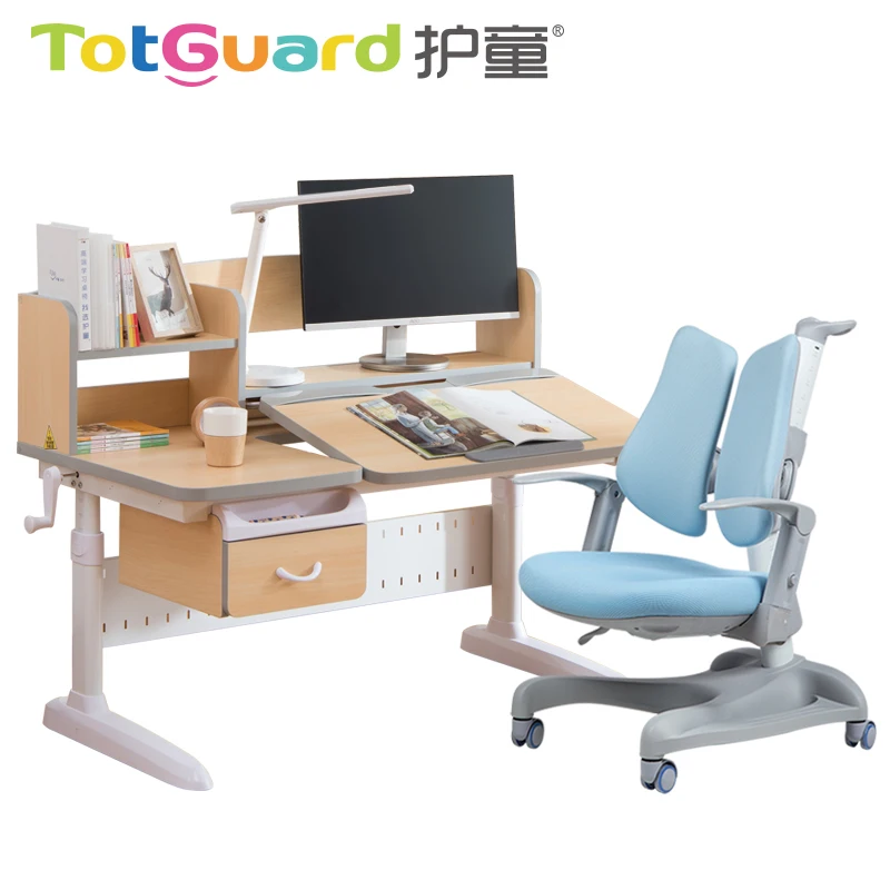 
new design 95cm wood ergonomic study table chair for children 