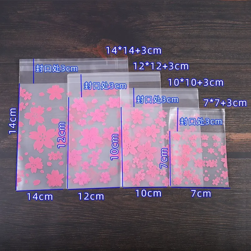 5*5cm 7*7cm  10*10cm 14*14cm plastic frosted Polka dot Sakura plain baking cookies cranberry biscuit self sealing sachet