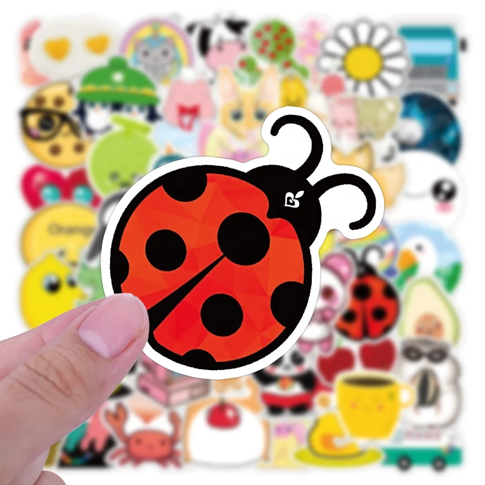 50pcs cartoon Animal and insect stickers for kids custom waterproof pvc laptop skateboard bus cute graffiti student stickers