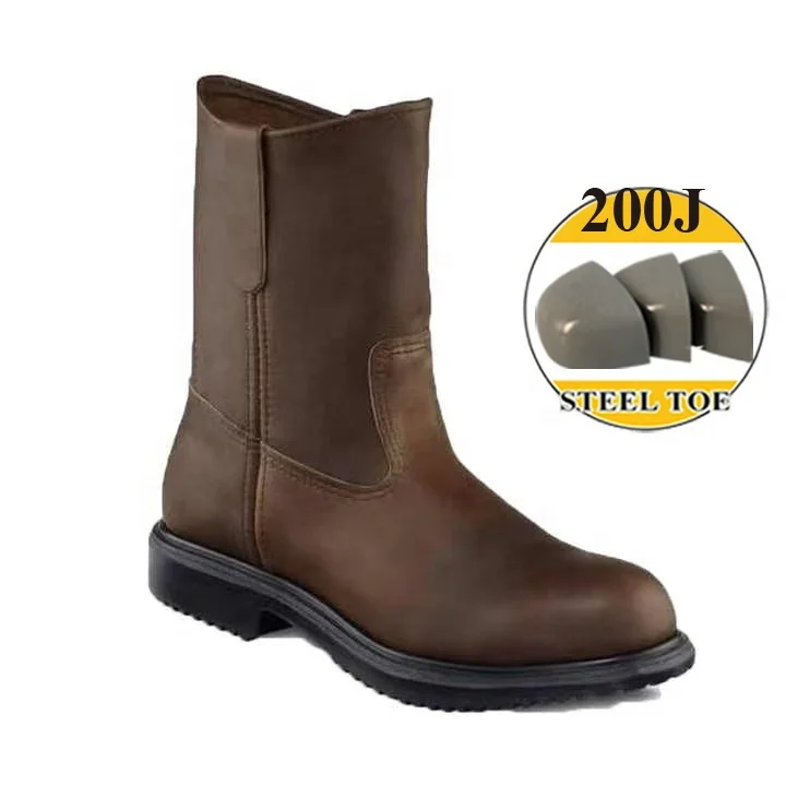 High Quality Security Shoes for Man Mining Woodland Industrial Crazy Horse Leather Upper  With Steel Toe Safety  Working Boots
