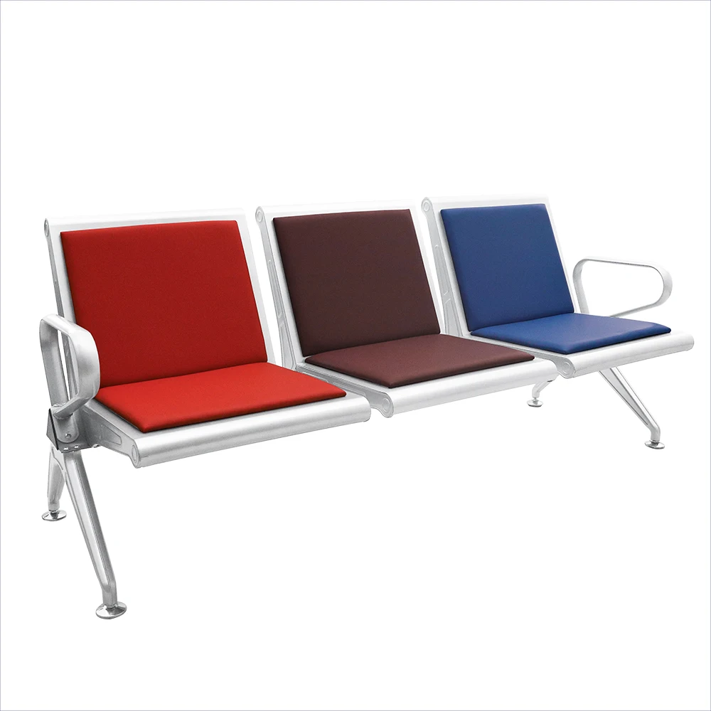 pvc cushion Project Hospital Stainless Steel Metal  3 4 5 seater  Waiting Chairs