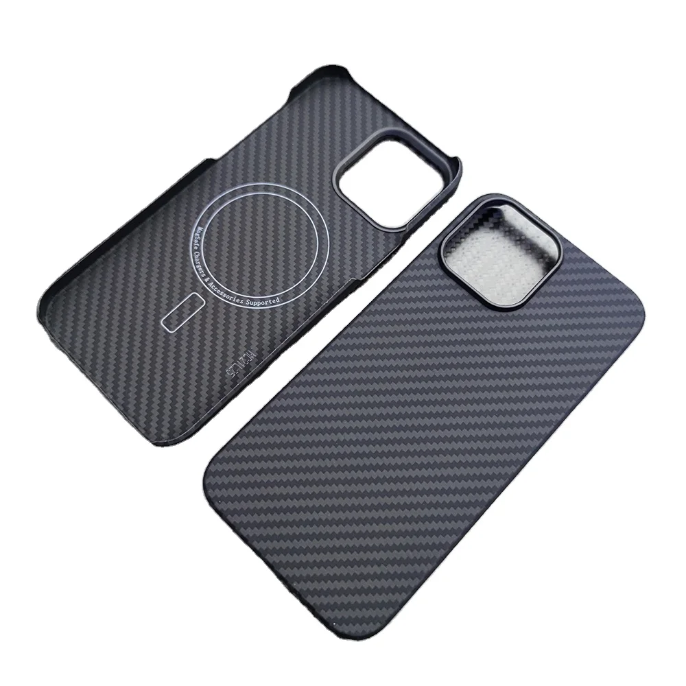 For Magsafe Magnetic Carbon Fiber Case For iPhone 14 13 Pro Max Lens Protection Aramid Fiber Black Phone Cover For iPhone 14plus