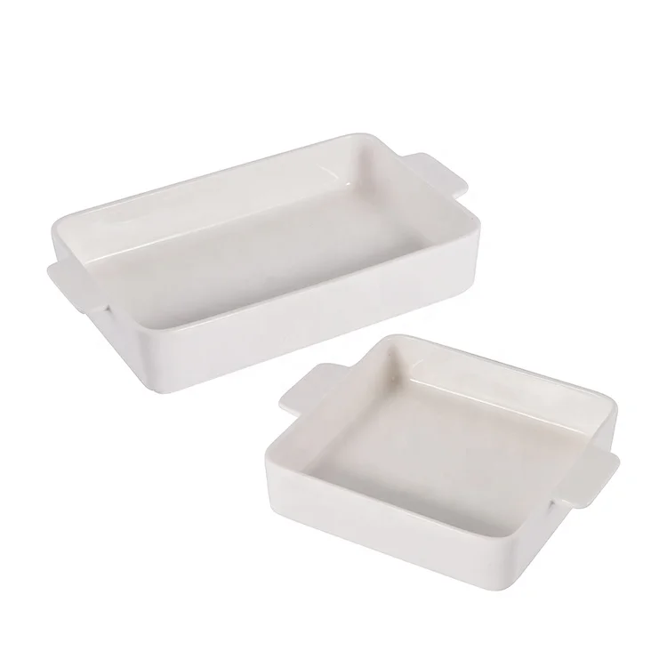 2 piece rectangular ceramic bakeware set color stoneware baking dish tray