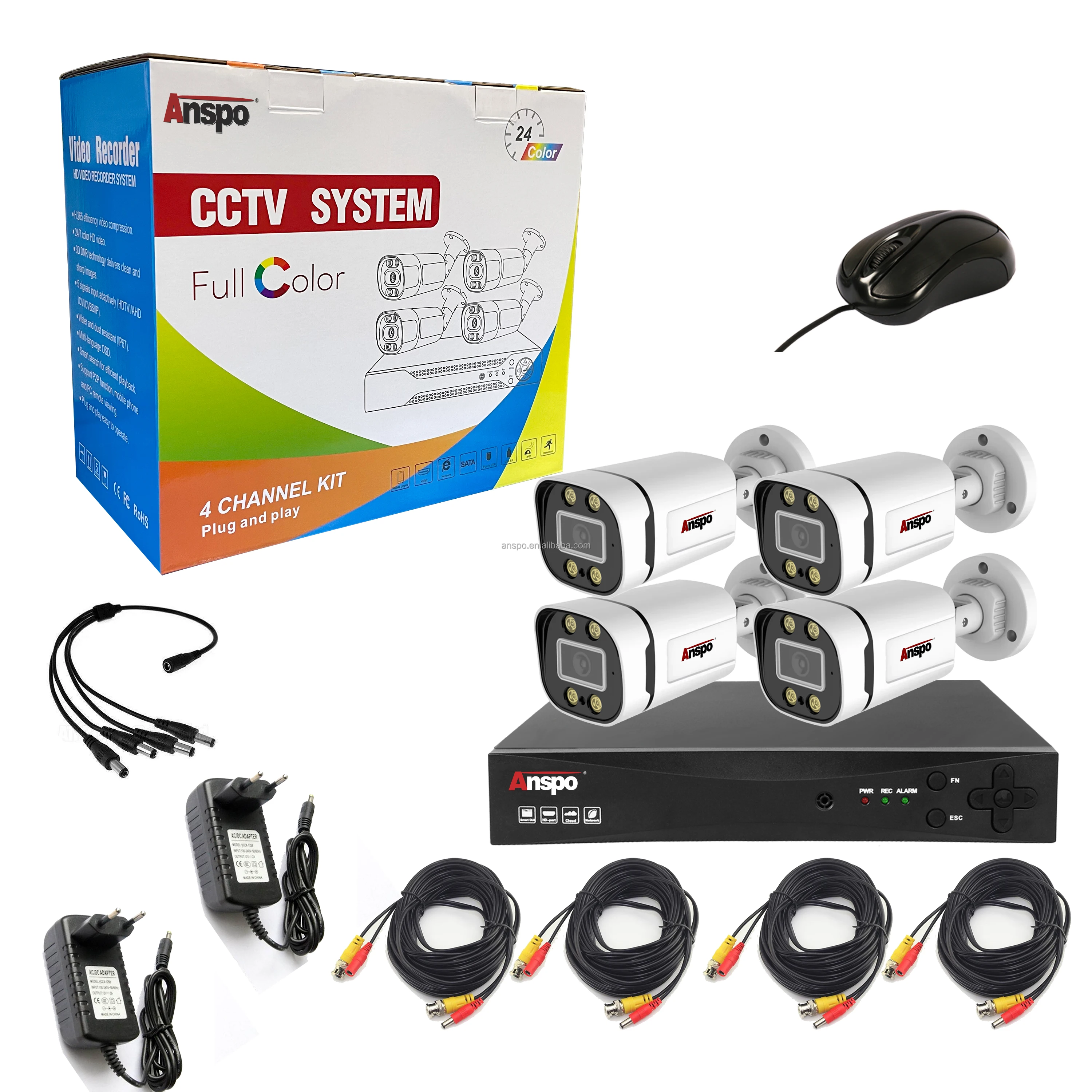 CCTV AHD Bullet Camera 5MP 4CH Night Vision DVR Security Home System Video Surveillance DVR