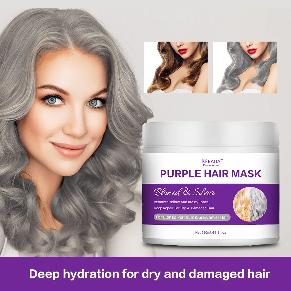 Purple Color Hair Mask Argan Oil Coconut Oil Anti Aging Platinum Blonde Hair Mask Repair Deep Hydration Hair Treatment Mask