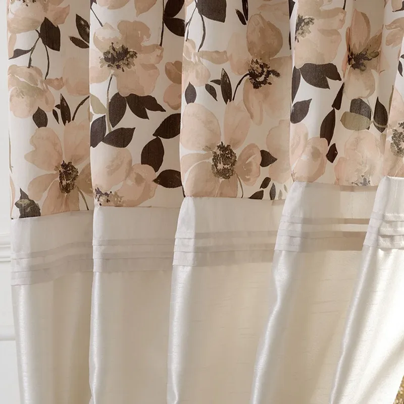 Bindi Custom Handmade Curtain Decoration Patchwork Three Colors Flower Print Window Decorative Curtain