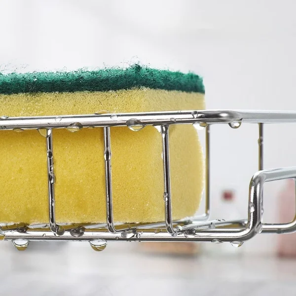 Stainless Steel Kitchen Faucet Shelf Sink Organizer with Dishwashing Draining Rack and Hanging Basket for Household Use