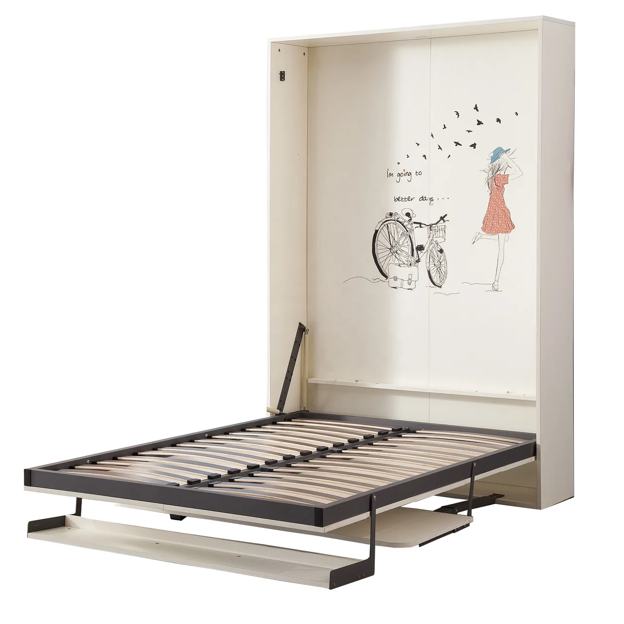Space saving murphy wall bed frame with lifting mechanism system