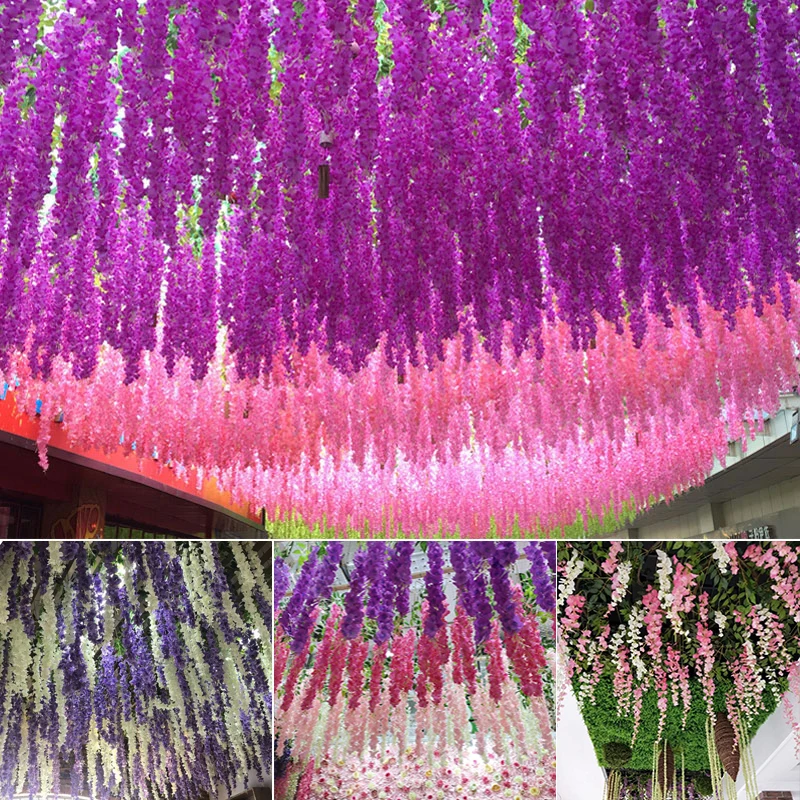 artificial hanging wisteria flowering plants of natur decorations for home decor backdrop wedding bridal flower vine
