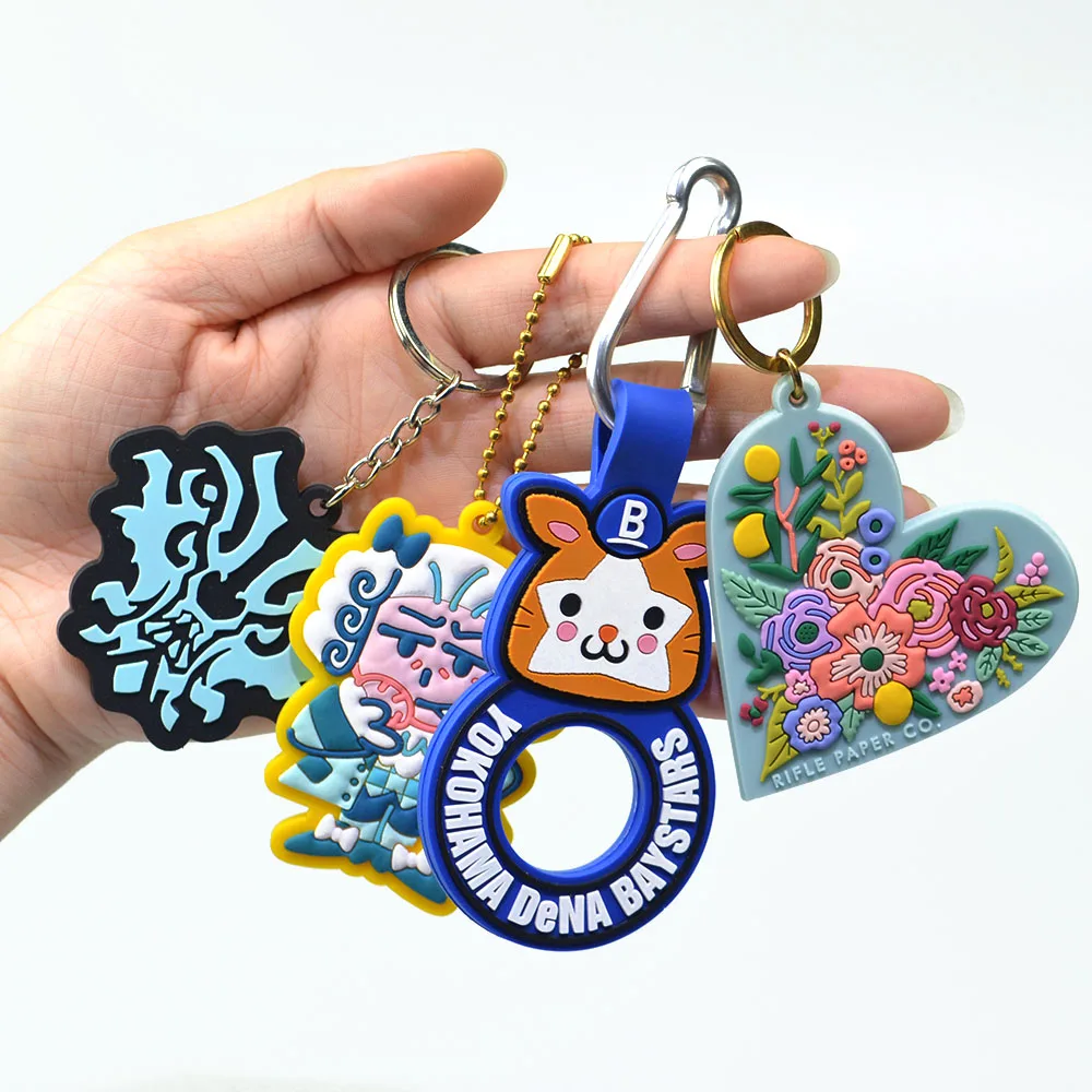 Wholesale Manufacturer Custom Soft Pvc Printed Keychain Rubber 2D 3D Logo Cute Anime Kawai Keychains