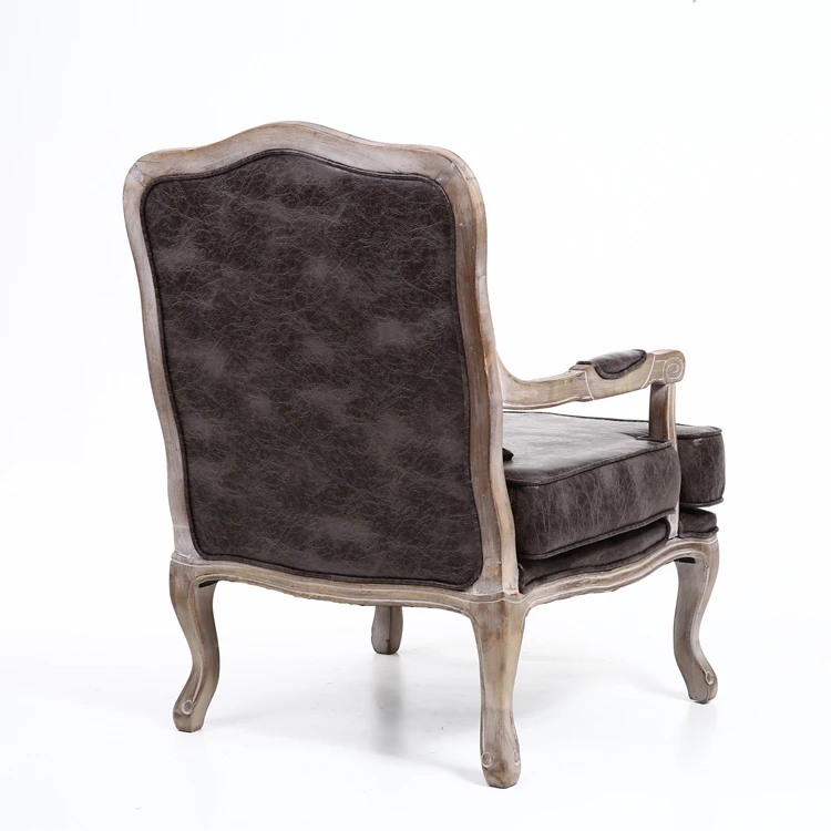 5KS24507-17 Relaxing Bedroom Armchair throne chairs Rubberwood Recliner Grey Foil Fabric Single Sofa Chair