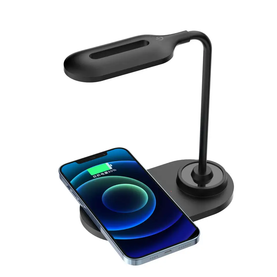 Hot selling multi-color portable LED wireless charging table lamp 10W fast charging wireless charging bank