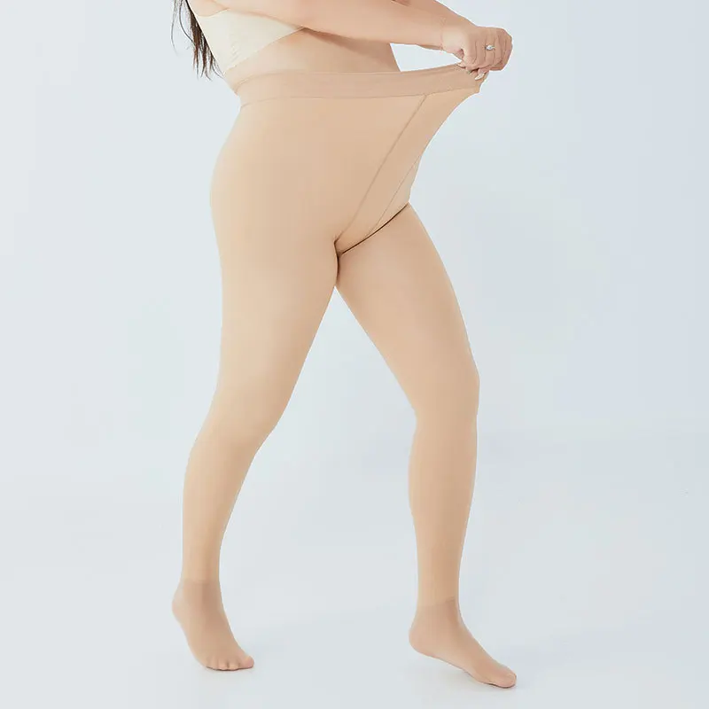High Quality 200D Thermal Over Size Thick Stocking Legging Fleece Lined Tights for 110kg Women Opaque Warm Winter Skin Pantyhose