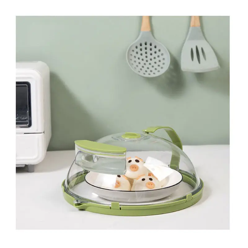 10 Inch Plate Covers Kitchen Gadgets and Accessories Clear Splatter Microwave Cover for Food with Water Steamer and Handle