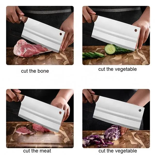 7 Inch Ultra sharp Chinese cleaver knife slicing knife for  meat fruit and vegetable with rosewood handle