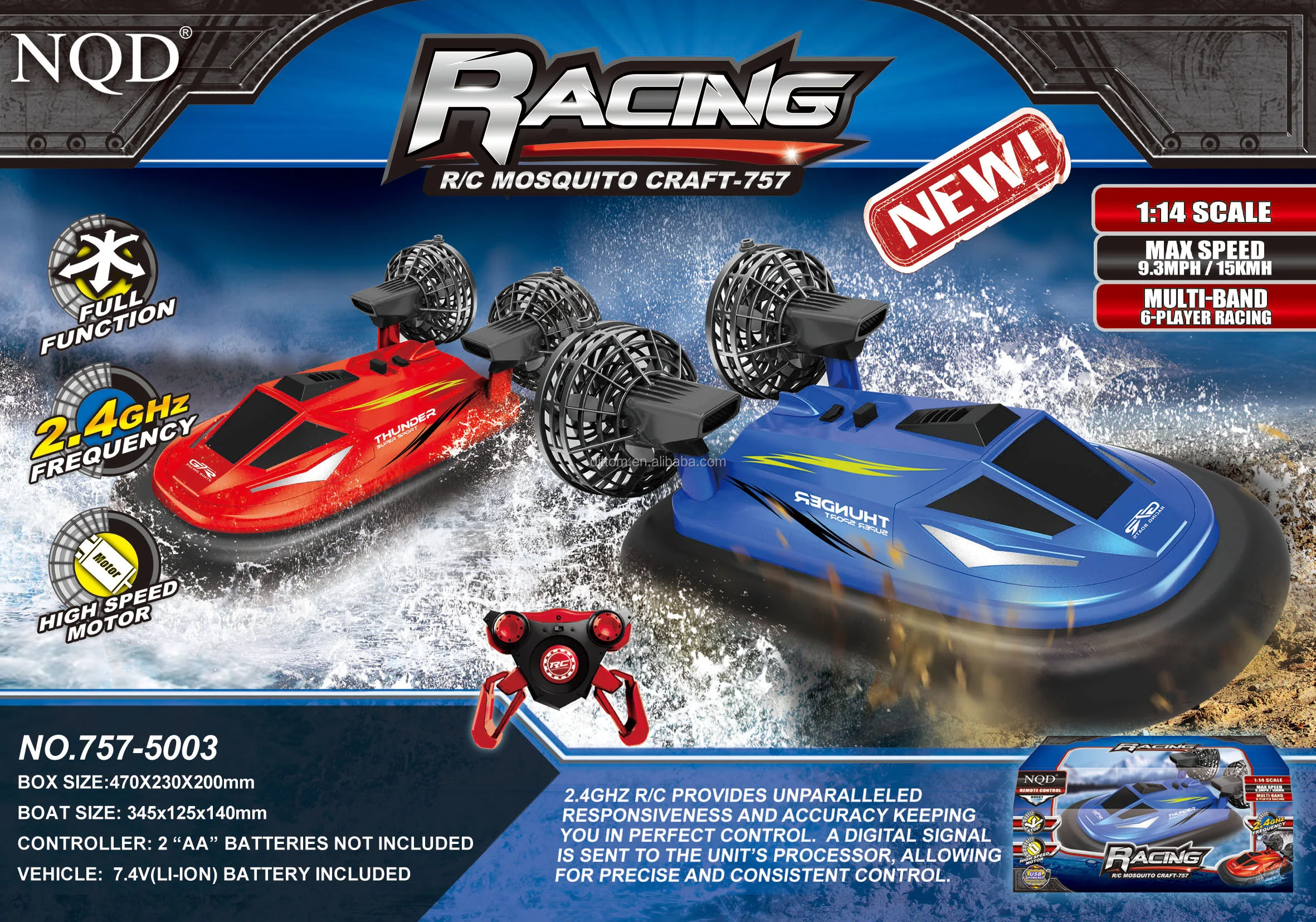 2.4G 1:14 Rc Amphibious hovercraft NQD Full Function Speed Hovership Series