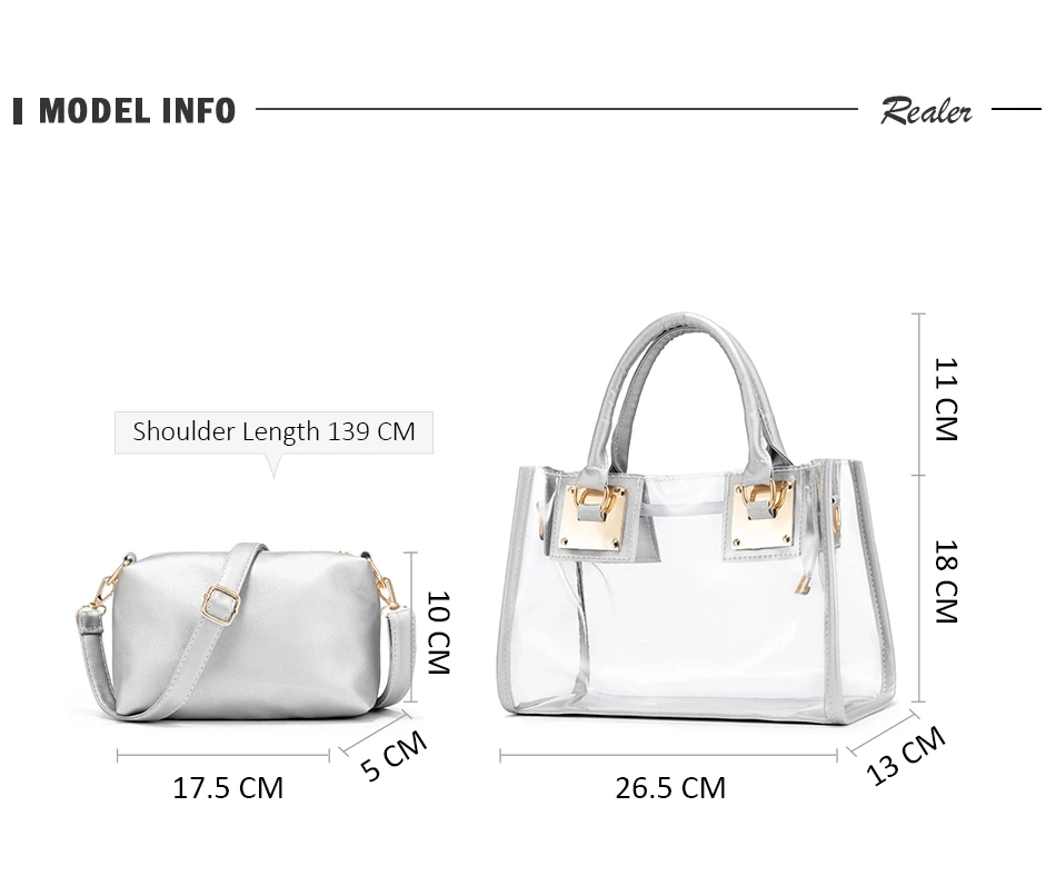 
New arrival large capacity two-piece Laser clear jelly bag wholesales Designer Purse Crossbody Bag for women 
