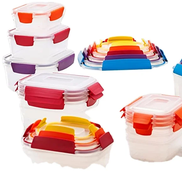 2022 News Nest Lock Plastic Food Storage Container Set with Lockable Airtight Leakproof Lids, 10-piece, Multicolored