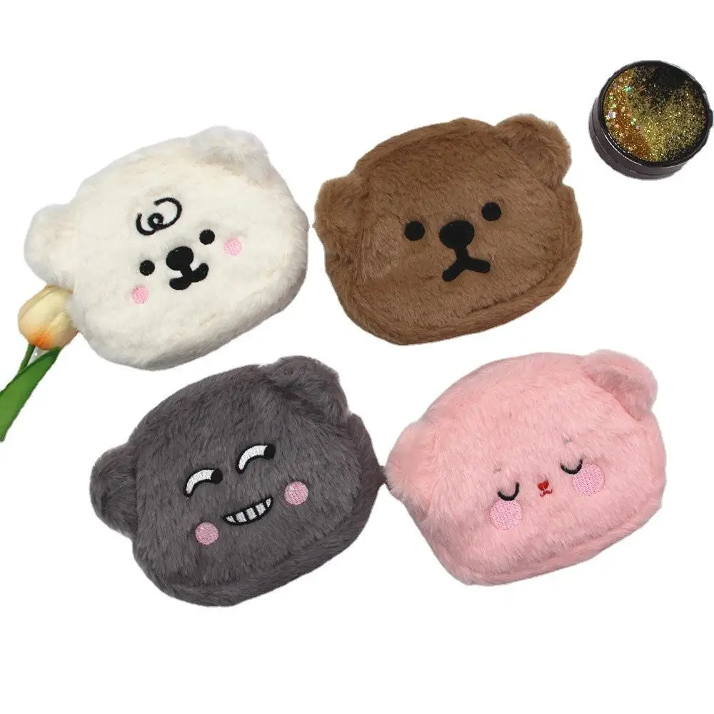 2024 Hot Selling Cartoon Plush Bear Coin Purse Headphone Storage Bag Card Bag Kawaii Creative Gift Wallet