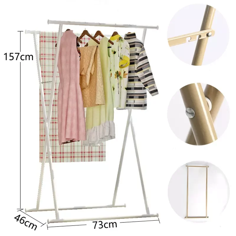 Double Pole Metal Foldable Indoor Hanger Dryer Hanging Clothes Clothes Drying Rack