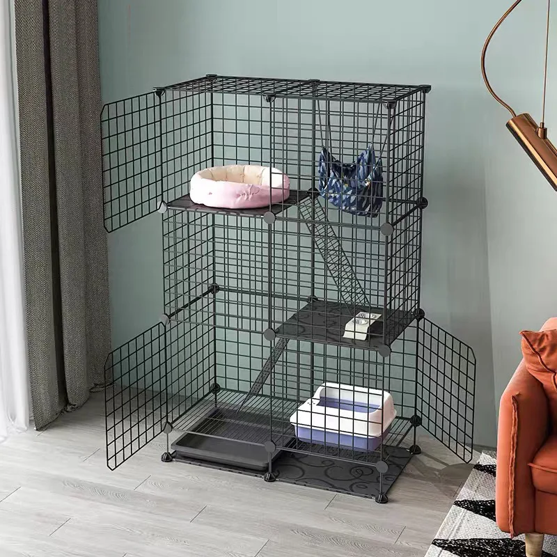 Hot Sale DIY Iron Net Panel Cage Rabbits Cats Iron Wire Gird Board Safe Outdoor Indoor Playpen Small Pet Fence Dog House