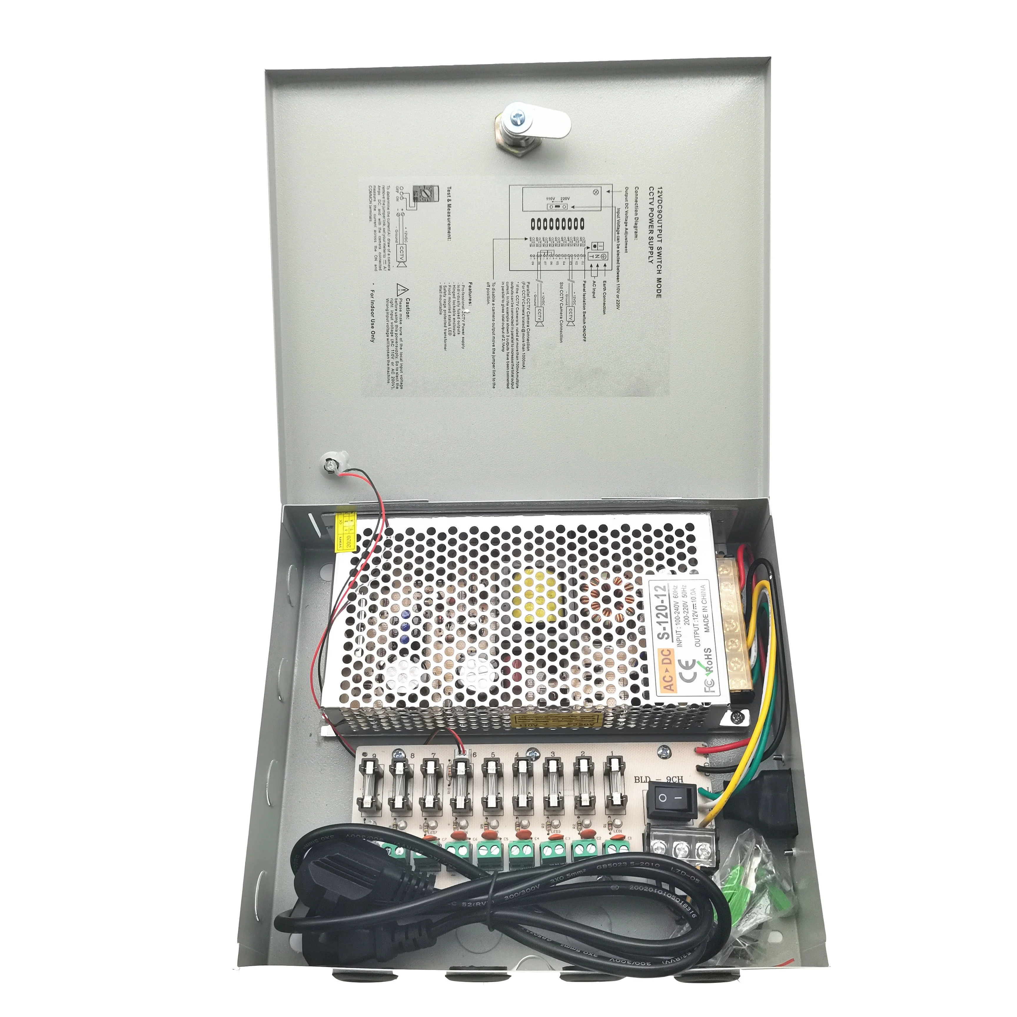 FSATECH Высокое качество AC DC 12V 20A 24V 10A 18CH импульсный источник питания для камеры