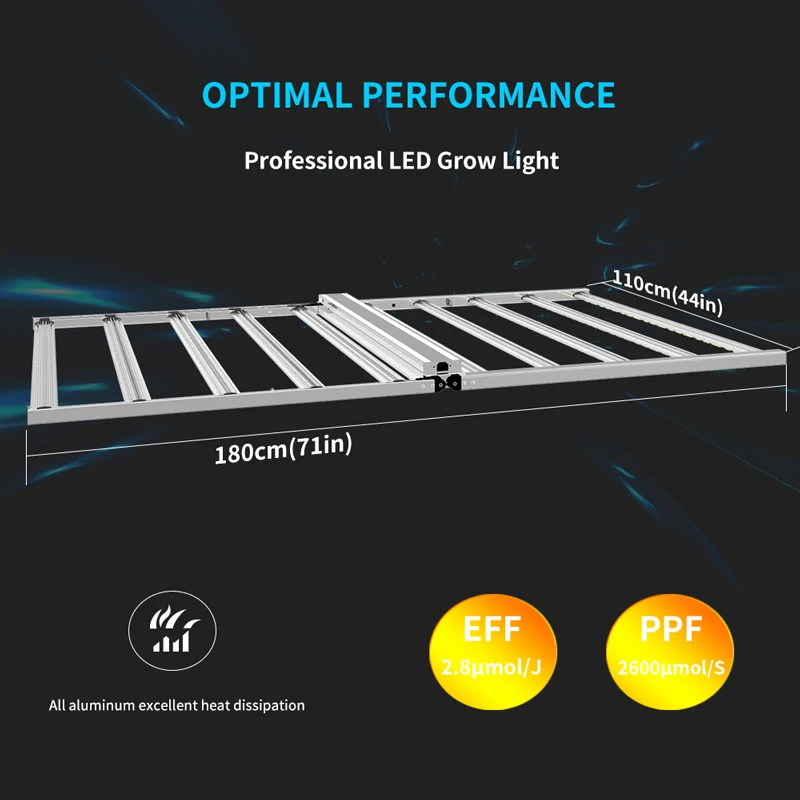 Vertical rib type Samsung 301 dimming 800w UV+White +Blue+Red 8 bars greenhouse LED growing lights