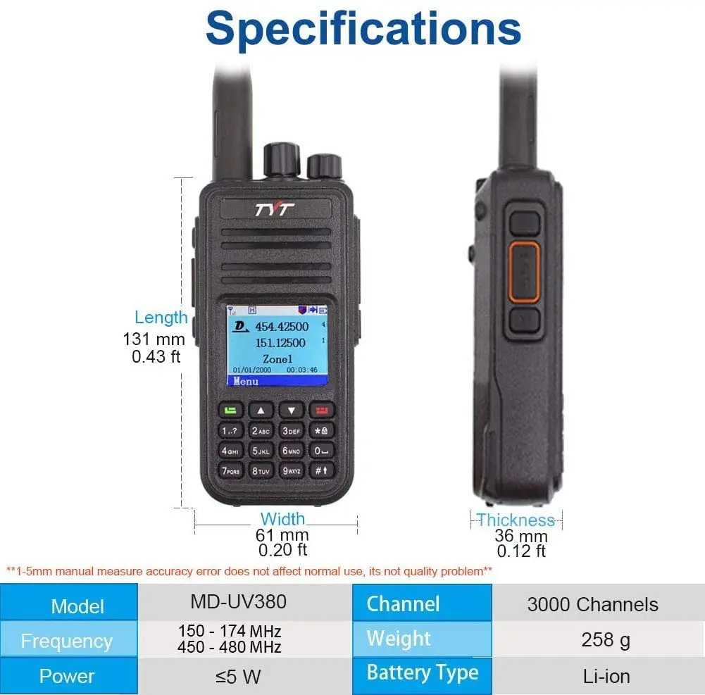 Любительских ham радио TYT MD-UV380 двухдиапазонный УКВ DMR цифровой/аналоговый ручной иди и болтай walkie talkie