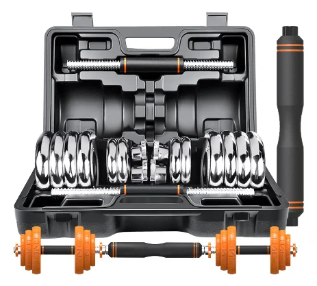 Новый стиль ФЕД 15 кг 20 кг 30 кг хромированные регулируемые гантели 30 кг набор штангов для тяжелой атлетики