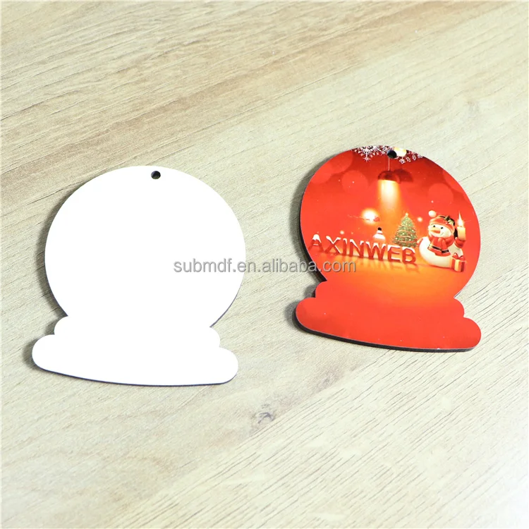 MDFSUB snowglobe shape Christmas Mdf Sublimation Blank Hanging Ornament Christmas Tree Decoration Sublimation Ornament Blank