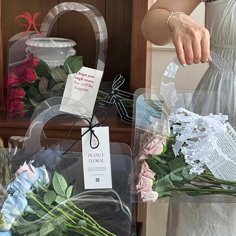 2023 Hot Selling New Transparent Handbag Flower Bag Holiday Gift Packaging Bag Bouquet Flower Lackaging Bag