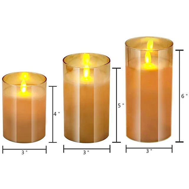 Battery Operated Pillar Shaped remote controlled candle light warmer designs for restaurant