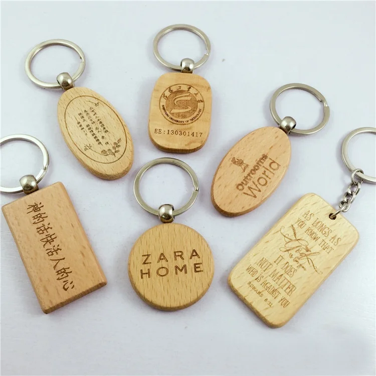 Wholesale OEM supply Fashionable Factory Price custom  Logo Beech Wooden Keychains