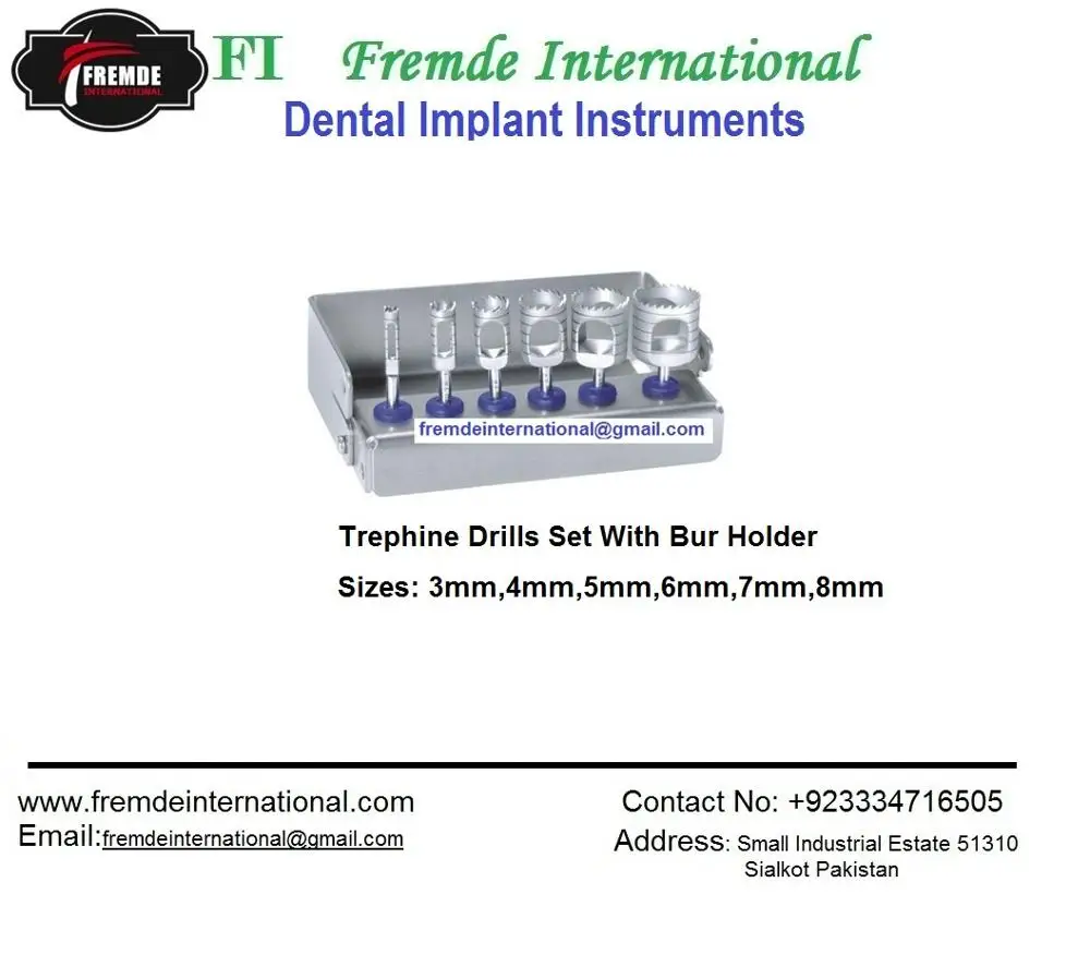 DENTAL IMPLANT TREPHINE DRILLS Dental Implant Surgery Instruments High Quality Stainless Steel Medial Grade CE & ISO Certified