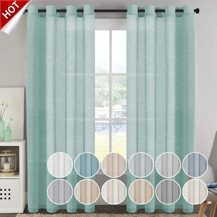 
Amazon translucent linen tulle curtains, hot selling sliding glass doors and windows decorative curtains for living room/ 