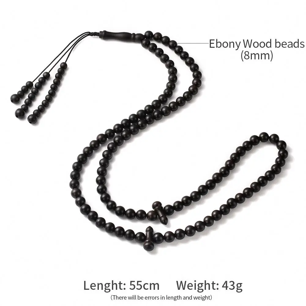Wholesale Islamic Natural Coc Real Wooden Tasbih Tasbeeh Muslim Beads 99 Ebony Wood Rosary Prayer Beads