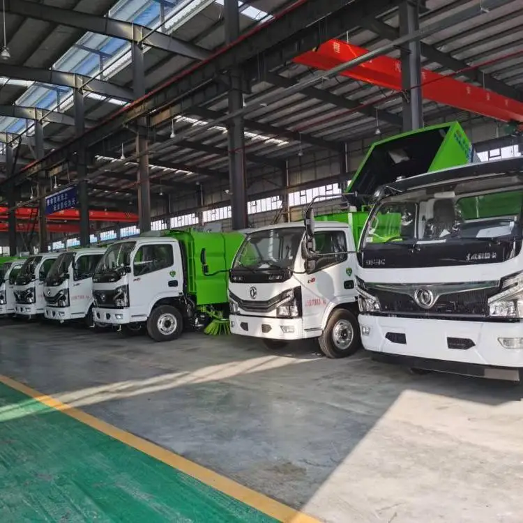 Closed 4x2 Road Sweeper Tile Street Floor Scrubber Double Brush Floor Scrubber Cleaning Machine truck