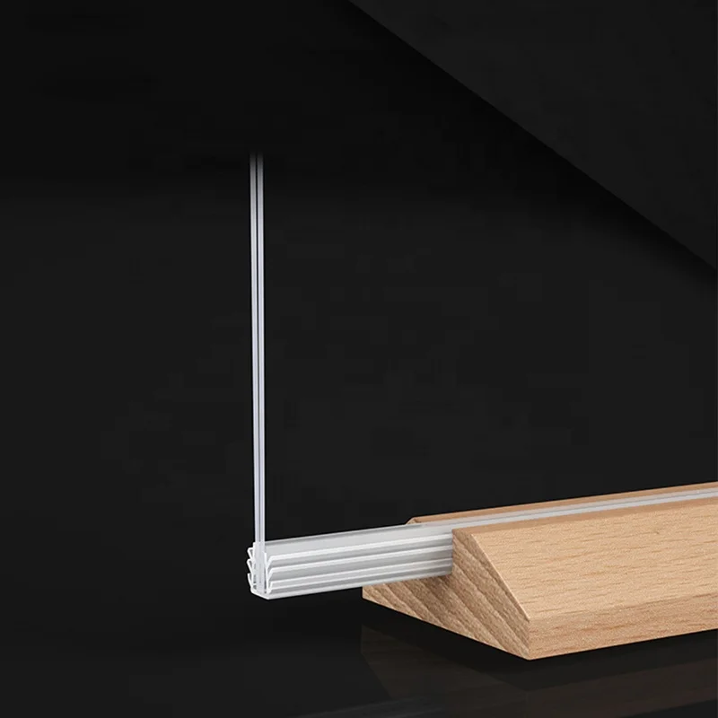 Factory wholesale 21*14.8cm T-shaped acrylic sign holder wooden wine brand table menu price card Photo Frame