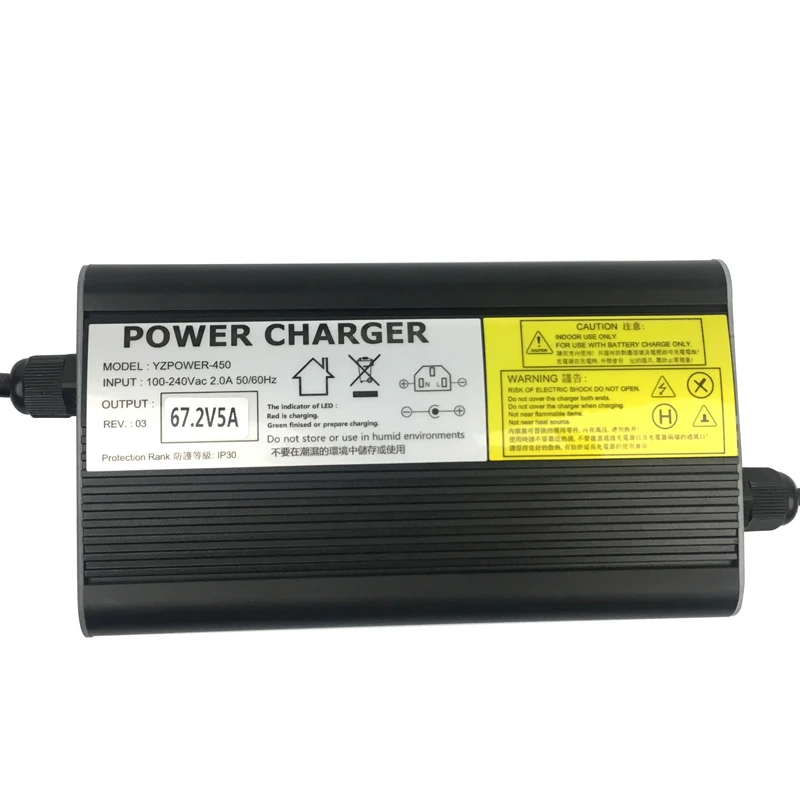 Multi Specification Power Plug Adapter Lithium Li-Ion Battery Charger 67.2V 5A Fast Charger For 60V electric scooter