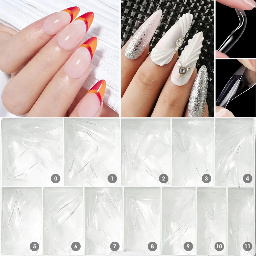 CaiXuan 504pcs C Curve Nail Tips Xxxl Soft Gel Tips Clear Square Nail Tips