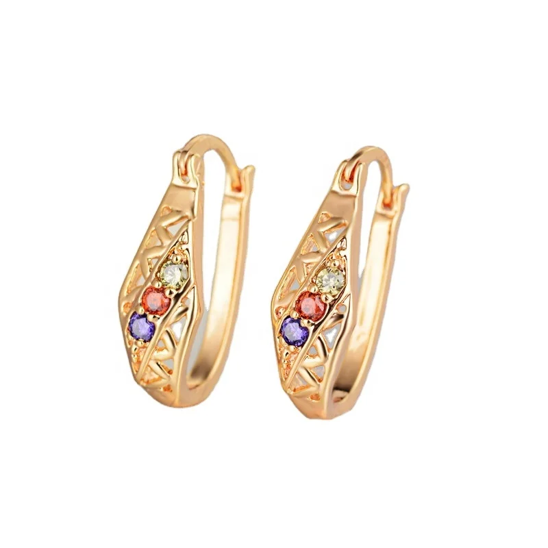 Dtina 18k gold plated cubic zirconia hoop earrings jewelry for women