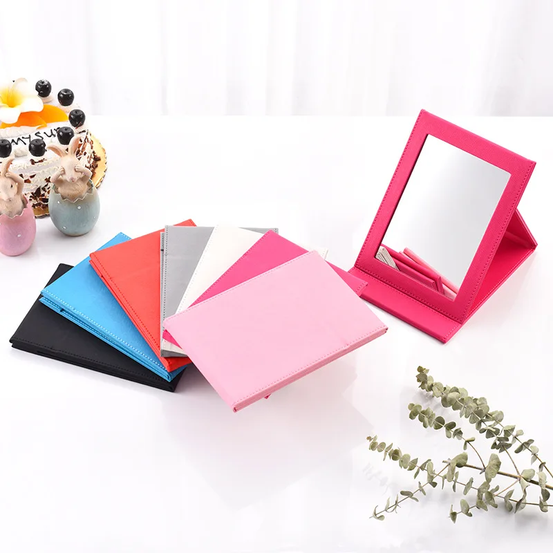 Promotional PU Folded Mirror For Travel Lighted Makeup Private Label Decorative Custom Leather New Gift