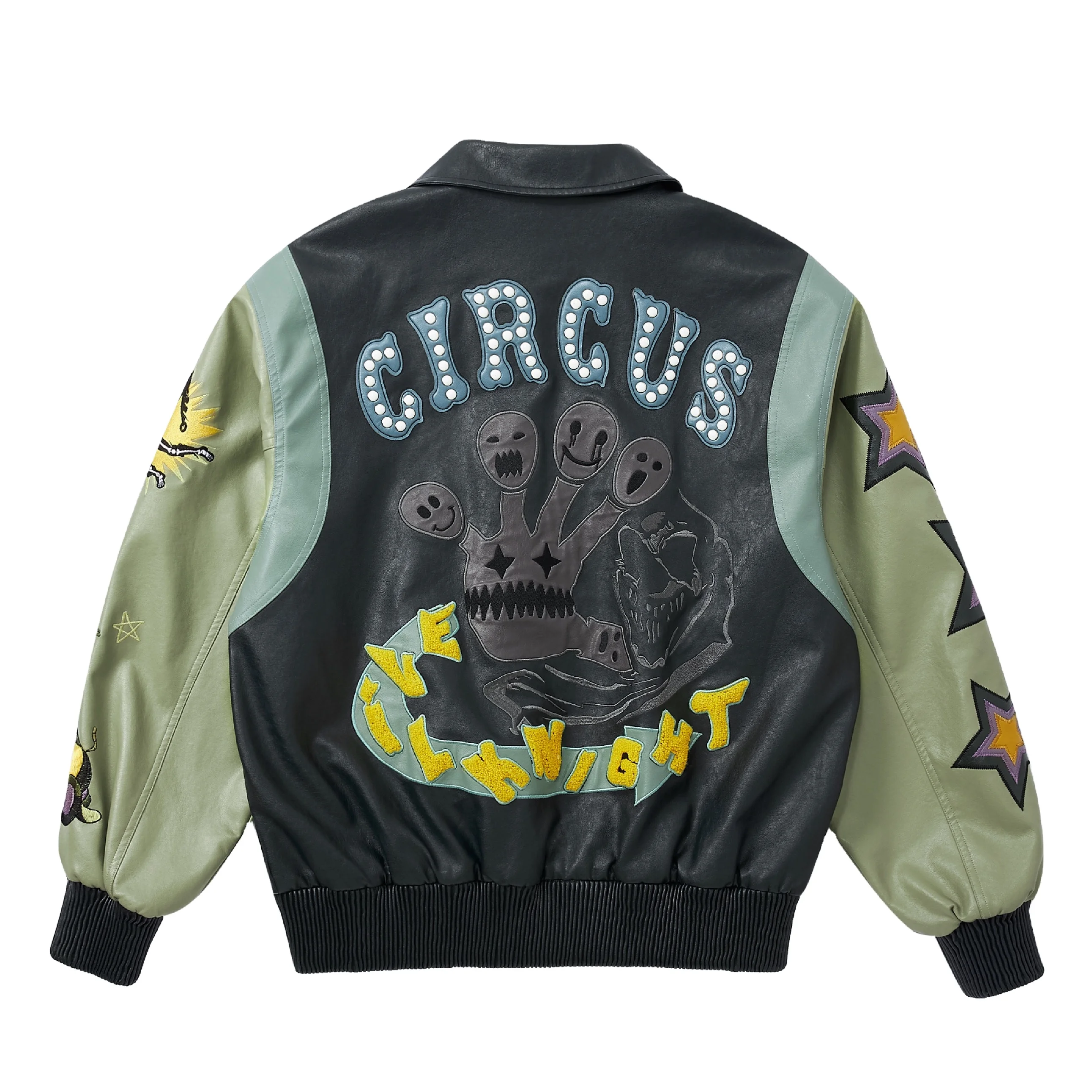 
Custom pure real black classic patch leder bomber men leather jackets vintage embroidery printed geniune leather jacket for men 