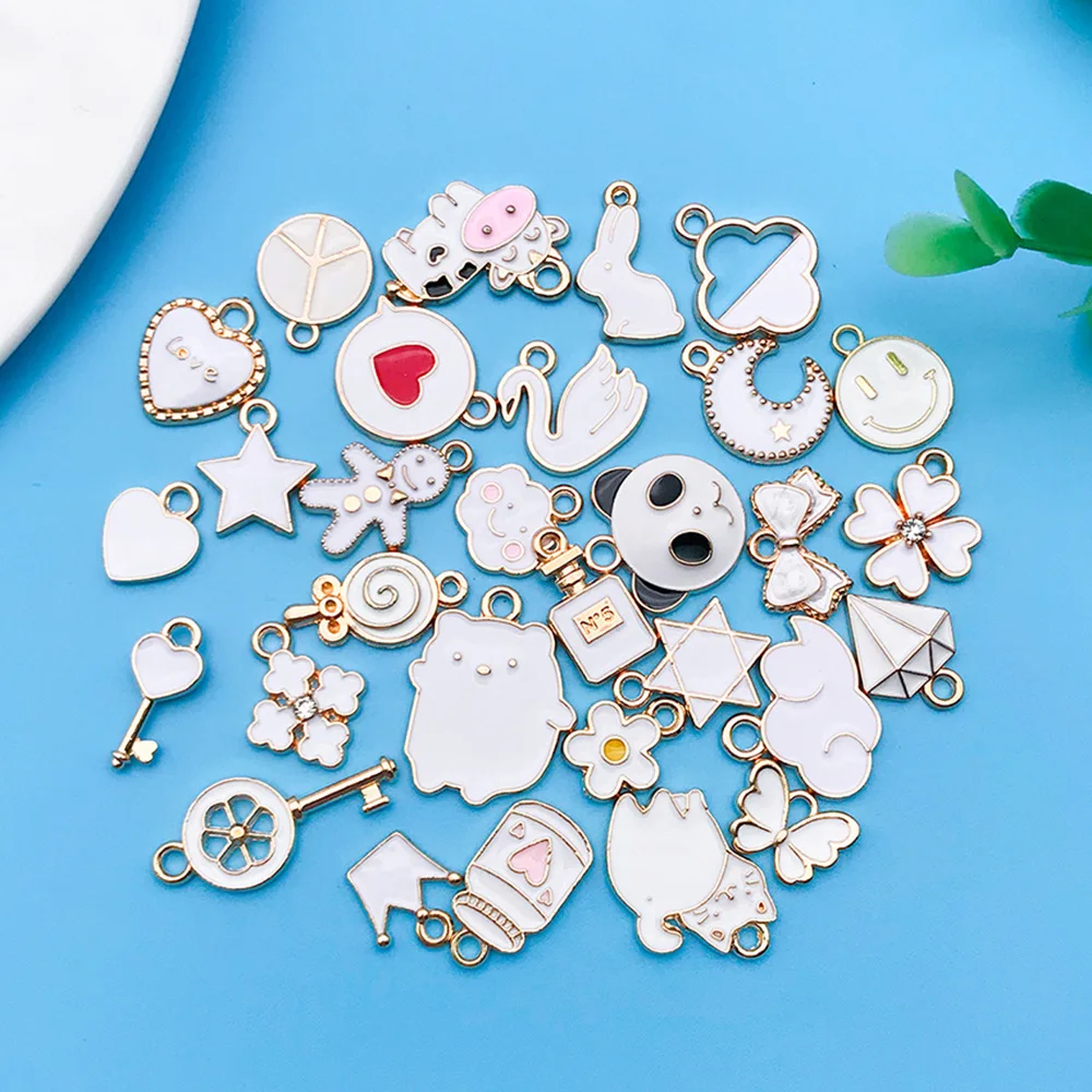 yuku mixed with 30 cartoon white dripping alloy ornaments small pendant handmade diy bracelet luggage accessories materials