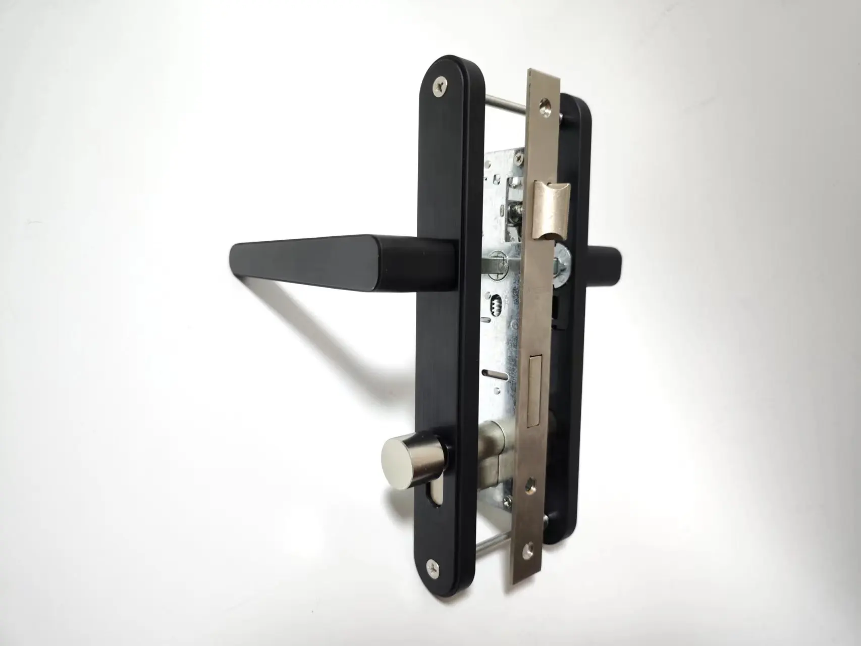 Hot Fashion CNC Black Hotel House office building sliding  Aluminum handle ODM OEM Matt Black Door handle Lever Door Lock Handle