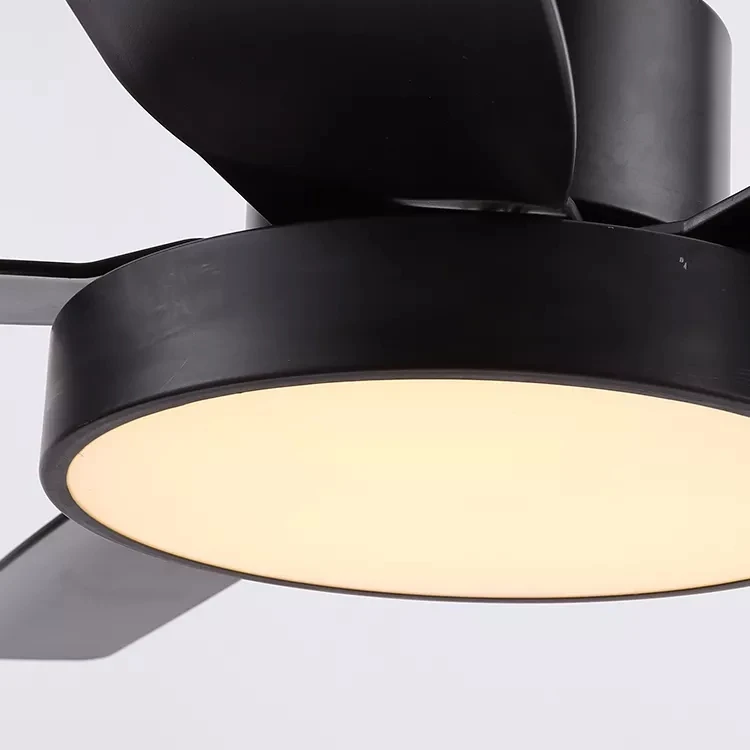 Household Black 5-Blade Ceiling Fan Modern Remote Control Led Ceiling Fan With Lights