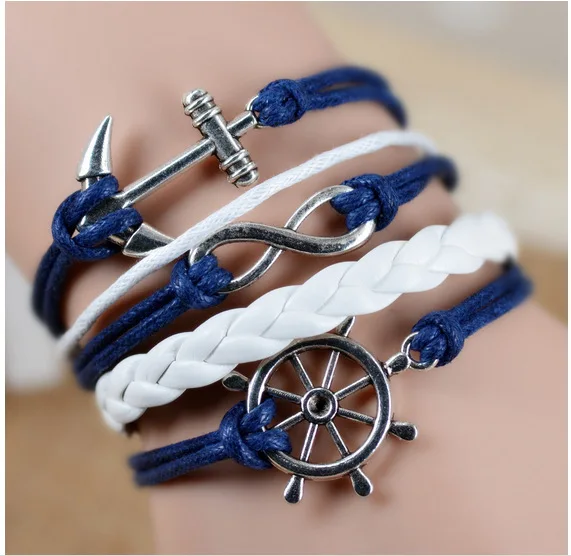 DIY Hand-Woven Boat Anchor Infinity Eight Multi-Layer Vintage Bracelet